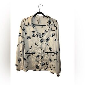 Eye Print Women's Blouse - White and Black